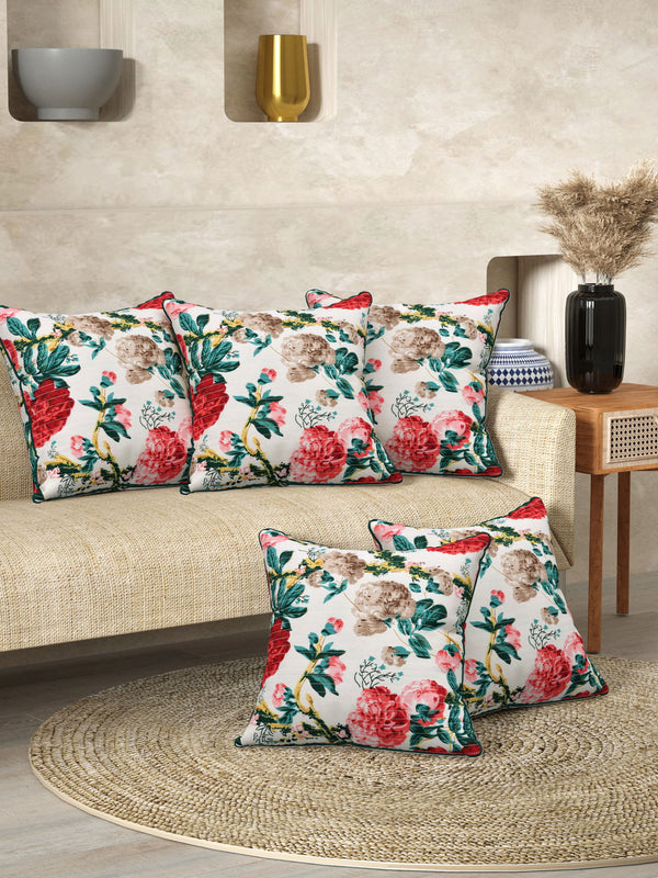 Sunflower Red Anokhi Cotton Cushion Covers - 16x16 Inches - EasyGoods India