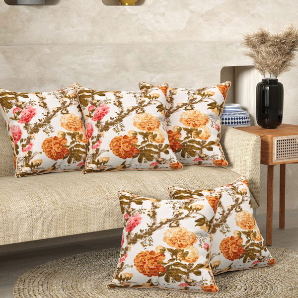 Sunflower Yellow Anokhi Cotton Cushion Covers - 16x16 Inches - EasyGoods India