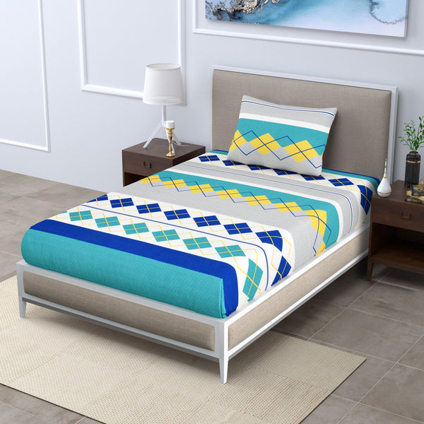 SuperSoft Merino Floral Bedsheet For Singe Bed Size With 1 Pillow Cover | 60 