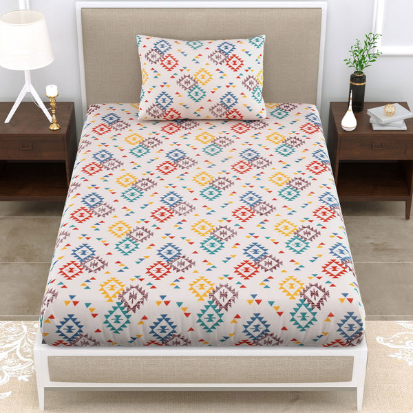 SuperSoft Merino Floral Bedsheet For Singe Bed Size With 1 Pillow Cover | 60 