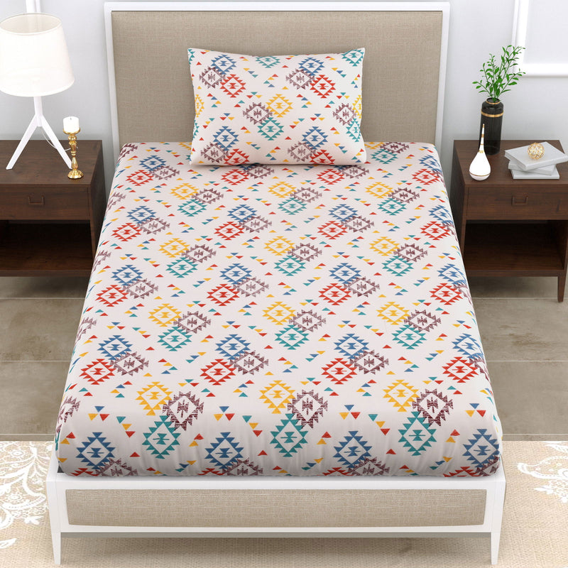 SuperSoft Merino Floral Bedsheet For Singe Bed Size With 1 Pillow Cover | 60 