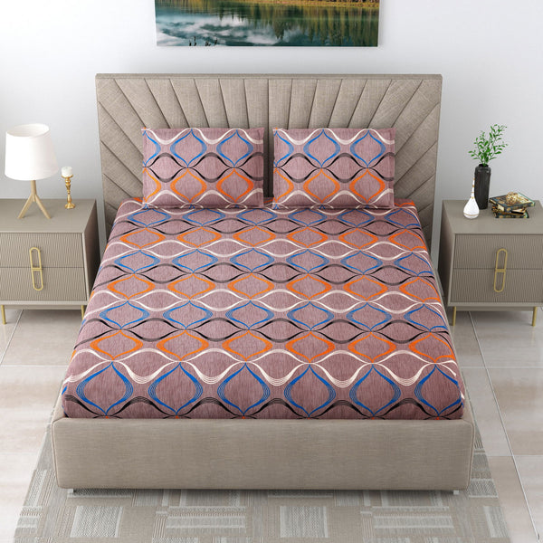 Super Soft Kasa Floral Bedsheet for Double Bed King Size with 2 Pillow Covers | Premium Printed Flat Bed Sheet (9ft x 9ft,Brown) - EasyGoods India