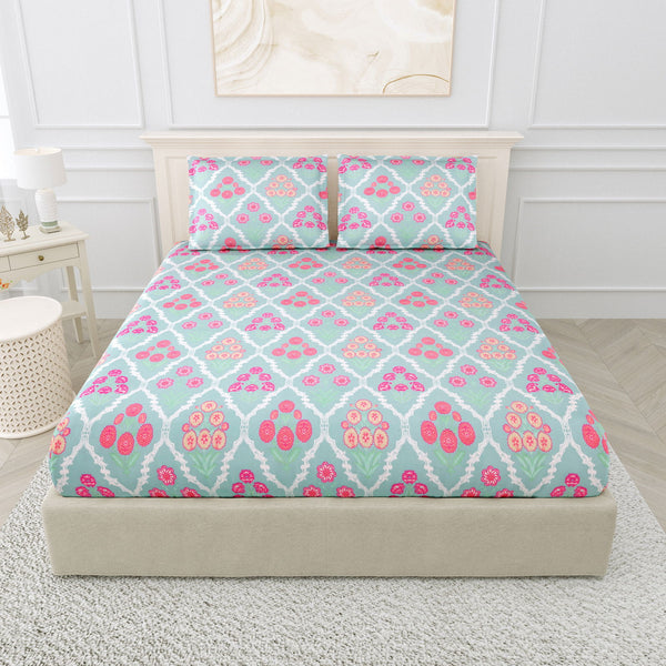 Super Soft King Size Bedsheet with 2 Pillow Covers - Ultra Smooth Colorful Floral Bedsheet | Twilight - EasyGoods India