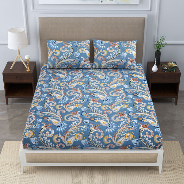 Super Soft Merino Floral Bedsheet for Double Bed King Size with 2 Pillow Covers | Premium Printed Flat Bed Sheet (90 * 108,Brown) - EasyGoods India