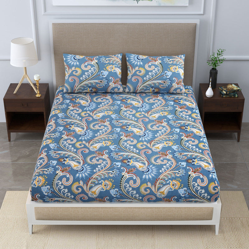 Super Soft Merino Floral Bedsheet for Double Bed King Size with 2 Pillow Covers | Premium Printed Flat Bed Sheet (90 * 108,Brown) - EasyGoods India