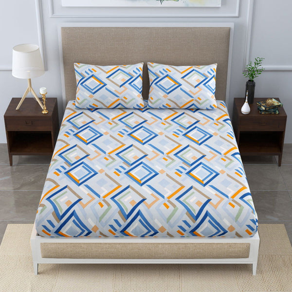 Super Soft Merino Floral Bedsheet for Double Bed King Size with 2 Pillow Covers | Premium Printed Flat Bed Sheet (90 * 108, Grey) - EasyGoods India