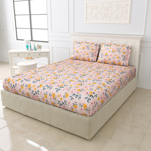 EasyGoods Super Soft King Size Bedsheet with 2 Pillow Covers - Ultra Smooth Colorful Floral Bedsheet | Twilight