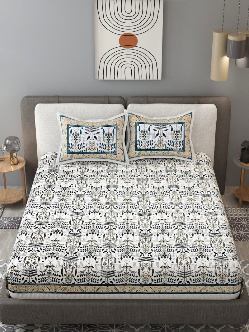 Tribal Beauty Blue Monarch Queen Size Cotton Bedsheet - EasyGoods India