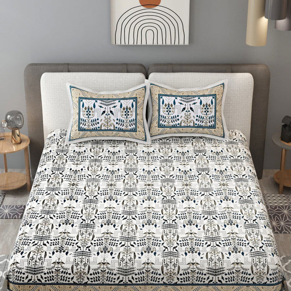 Tribal Beauty Blue Monarch Queen Size Cotton Bedsheet - EasyGoods India