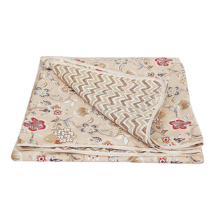 EasyGoods® Premium Pure Cotton Jaipuri Dohar - 84 x 88 inch (Floral Cream)