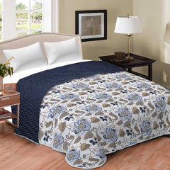 EasyGoods® Premium Pure Cotton Jaipuri Dohar - 84 x 88 inch (Floral Blue)