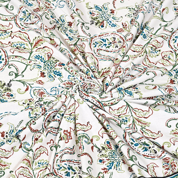 Jaipuri Floral Print Bedsheet With Two Pillow Covers.
