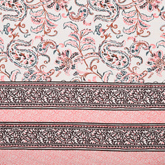 Jaipuri Pure Cotton Bedsheet with a Sanganeri print and two matching pillow covers.
