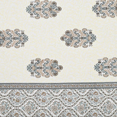 Jaipuri Pure Cotton Bedsheet with a Sanganeri print and two matching pillow covers.