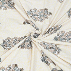 Jaipuri Pure Cotton Bedsheet with a Sanganeri print and two matching pillow covers.
