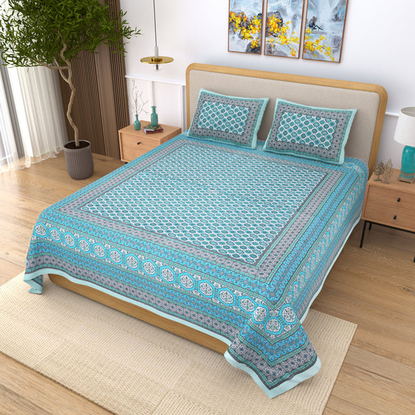 Ethnicjaipuri PURE COMFORT 100% Cotton Rajasthani Bedsheet with 2 Pillow Covers