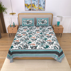 Ethnicjaipuri Cotton floral Bedsheets with Matching Pillow Covers