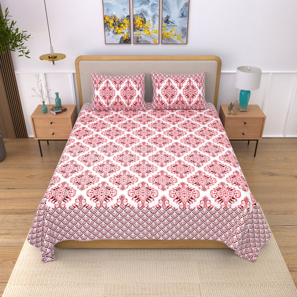 VIRAT DESIGN  Printed Cotton Bedsheet With 2 Pillow Cover