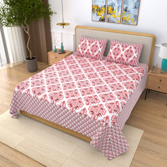 VIRAT DESIGN  Printed Cotton Bedsheet With 2 Pillow Cover