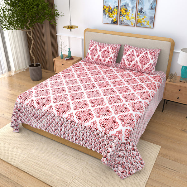 VIRAT DESIGN  Printed Cotton Bedsheet With 2 Pillow Cover
