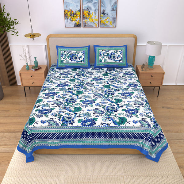 Ethnicjaipuri Dreamy Azure Bedsheet