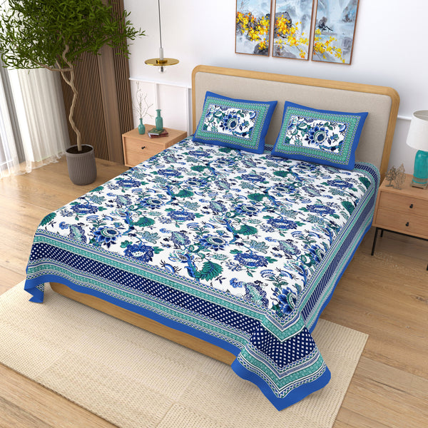 Ethnicjaipuri Dreamy Azure Bedsheet