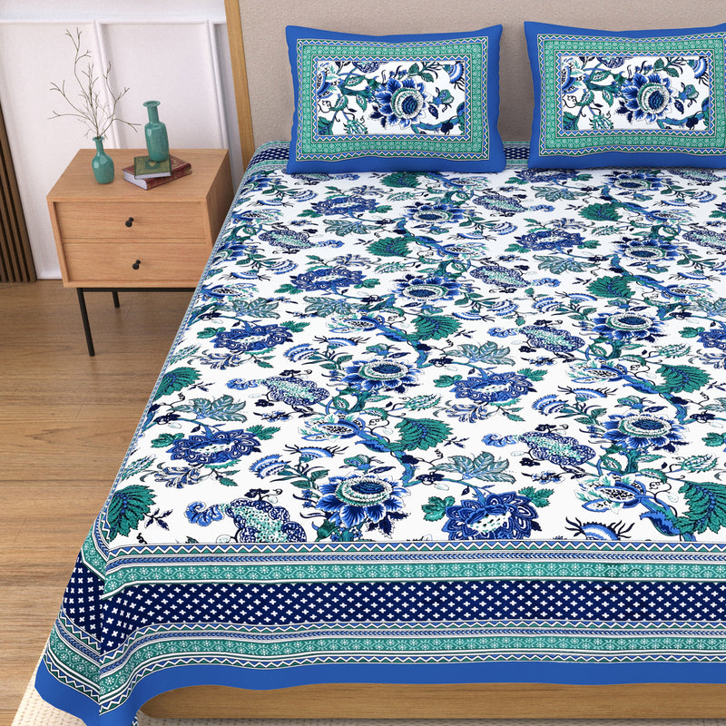 Ethnicjaipuri Dreamy Azure Bedsheet
