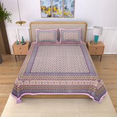 Ethnicjaipuri Pure Comfort Cotton  Bedsheet with 2 Pillow Covers