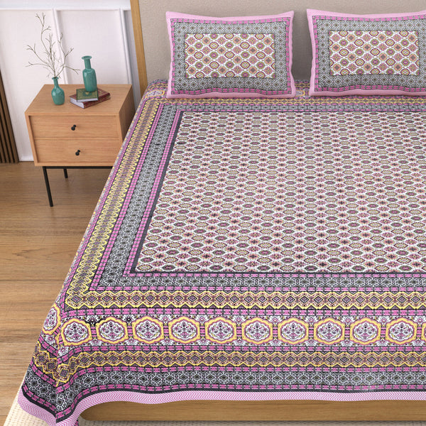 Ethnicjaipuri Pure Comfort Cotton  Bedsheet with 2 Pillow Covers