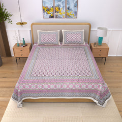 Ethnicjaipuri Pure Cotton CLOTHOLOGY Skin Friendly  Floral bedsheet With 2 Plow