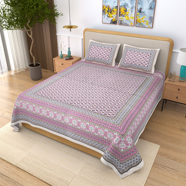 Ethnicjaipuri Pure Cotton CLOTHOLOGY Skin Friendly  Floral bedsheet With 2 Plow
