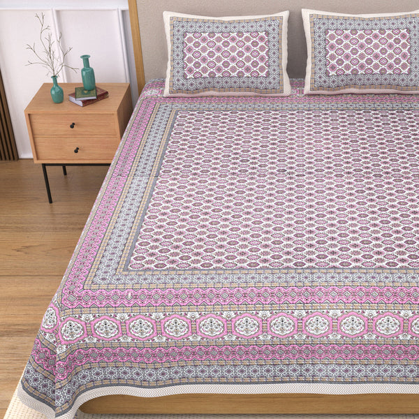 Ethnicjaipuri Pure Cotton CLOTHOLOGY Skin Friendly  Floral bedsheet With 2 Plow
