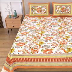 Ethnic Jaipuri Floral 120 TC Cotton Bedsheet with 2 Pillow Covers