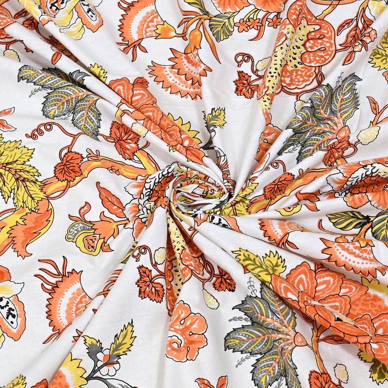Ethnic Jaipuri Floral 120 TC Cotton Bedsheet with 2 Pillow Covers