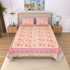 Ethnicjaipuri TOORVI TEXTILE Pure Cotton Flate  Bedsheet with 2 Pillow Covers