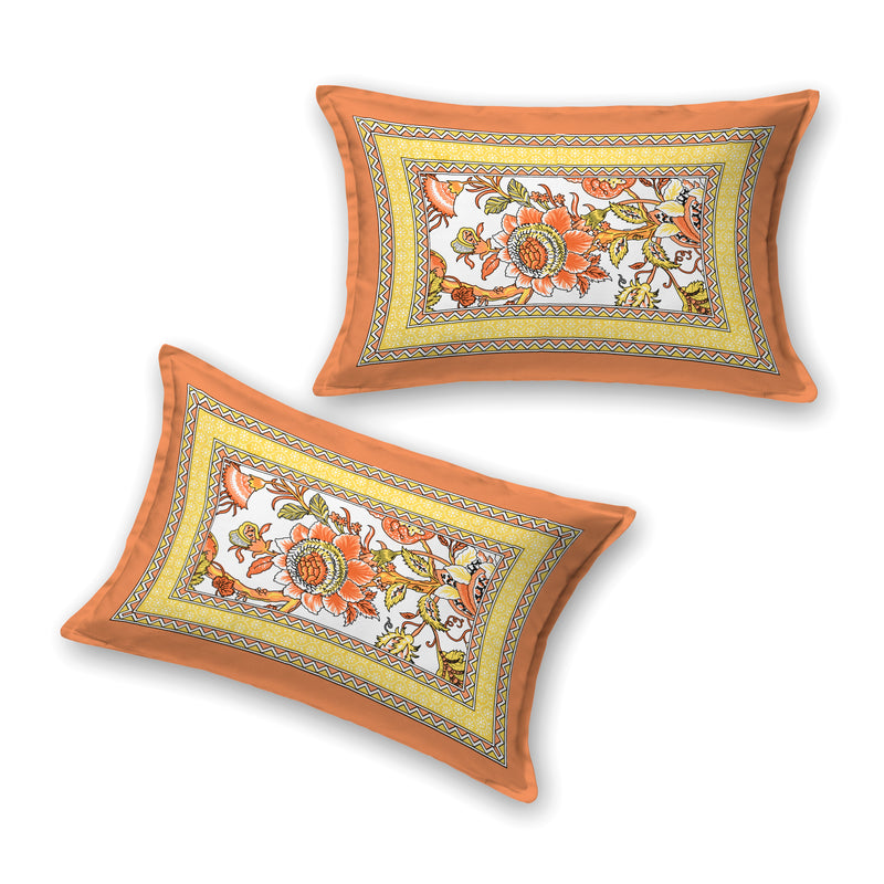 Ethnic Jaipuri Floral 120 TC Cotton Bedsheet with 2 Pillow Covers