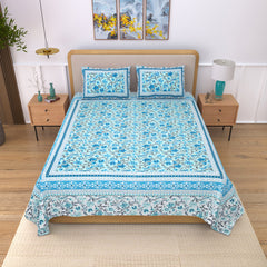 Ethnicjaipuri PURE COMFORT 100% Cotton Jaipuri Block Print Super Badsheet With 2 Plow Covers