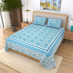Ethnicjaipuri PURE COMFORT 100% Cotton Jaipuri Block Print Super Badsheet With 2 Plow Covers