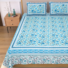 Ethnicjaipuri PURE COMFORT 100% Cotton Jaipuri Block Print Super Badsheet With 2 Plow Covers