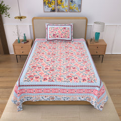 Ethnicjaipuri Print Cotton Flower n Bedsheet With  Plow  Cover
