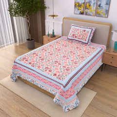 Ethnicjaipuri Print Cotton Flower n Bedsheet With  Plow  Cover