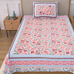 Ethnicjaipuri Print Cotton Flower n Bedsheet With  Plow  Cover