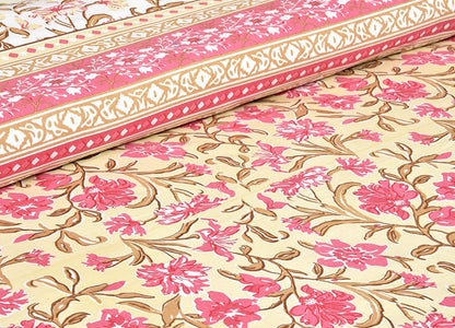 Maze Of Petals Red Jaipuri King Size Cotton Bedsheet
