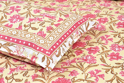Maze Of Petals Red Jaipuri King Size Cotton Bedsheet