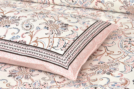 Pleasant Bloom Pink Monarch King Size Cotton Bedsheet